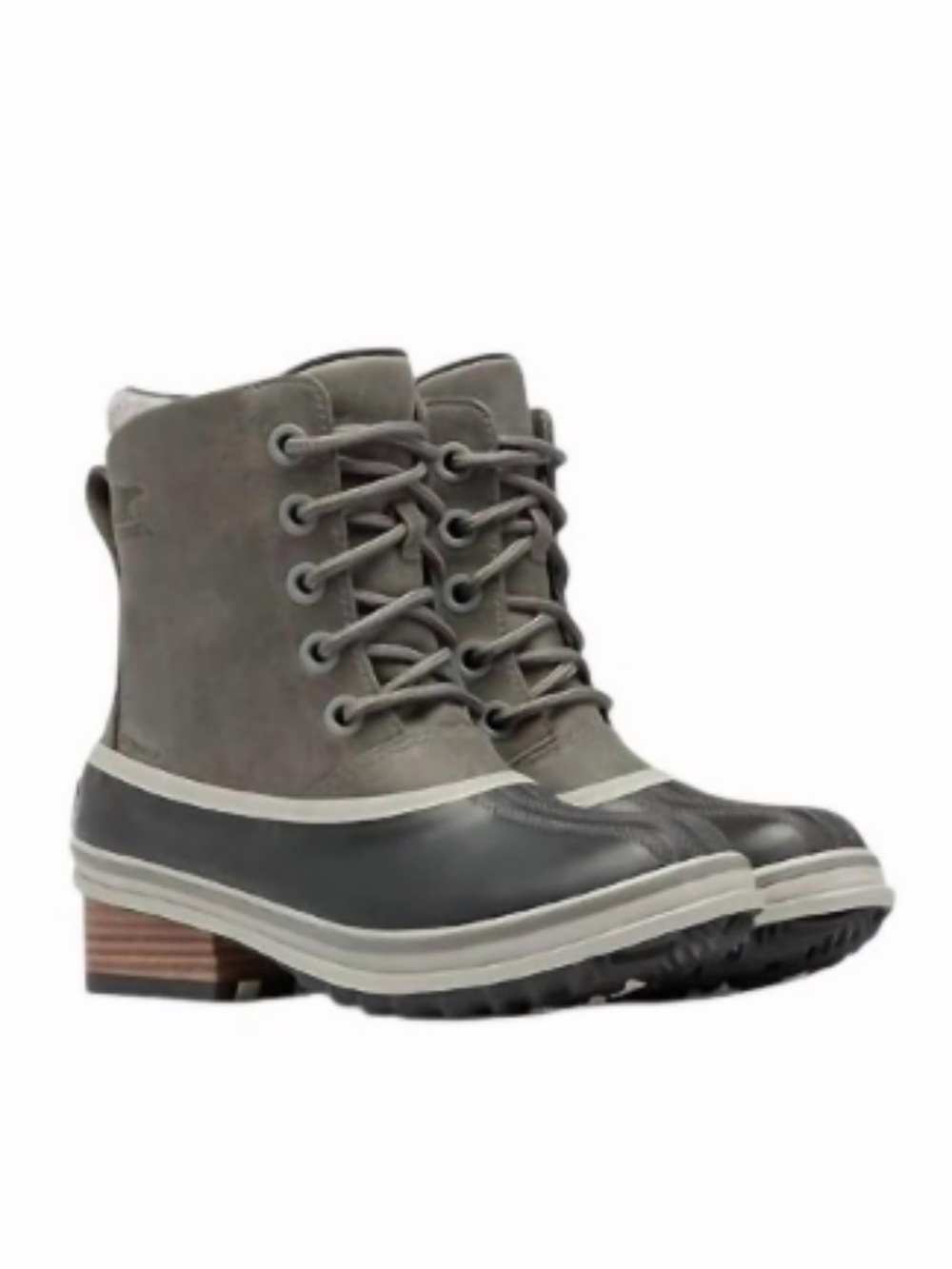 Sorel Gray and Dark Gray Lace-Up Waterproof boots. SLIMPACK